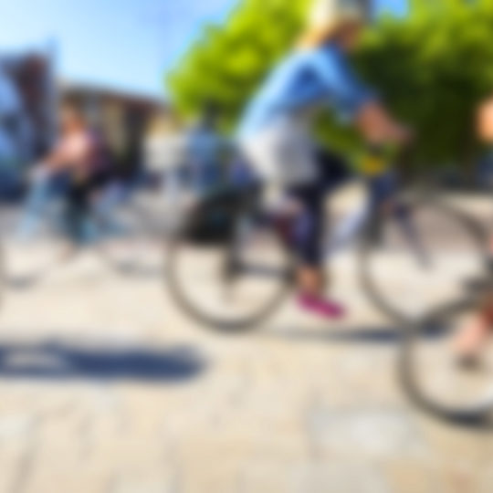 Blurred images of cyclists in Bristol