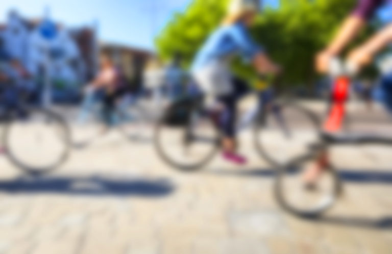 Blurred images of cyclists in Bristol