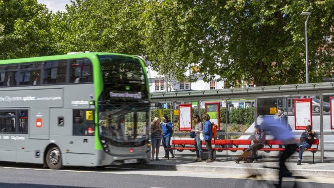 Bus in Bristol picking up passengers