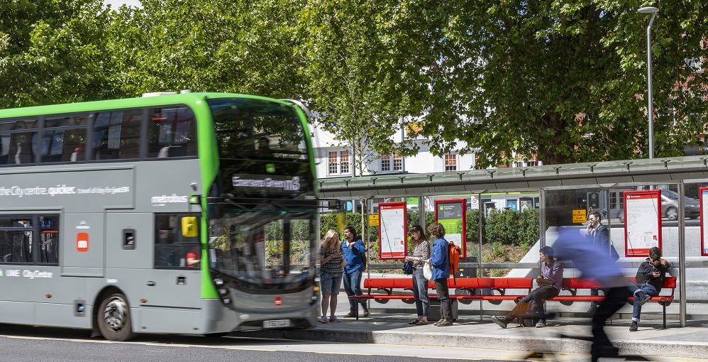 Bus in Bristol picking up passengers