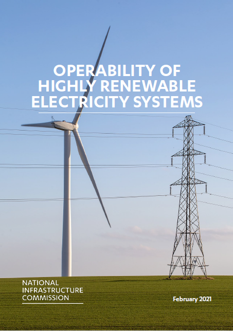 Image of the front cover of the report on operability of highly renewable electricity systems