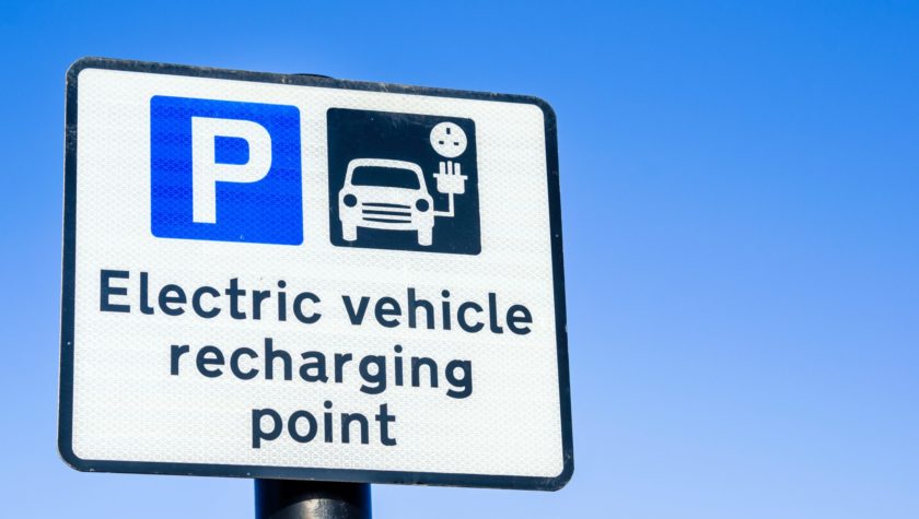 Sign for an electric vehicle charging point