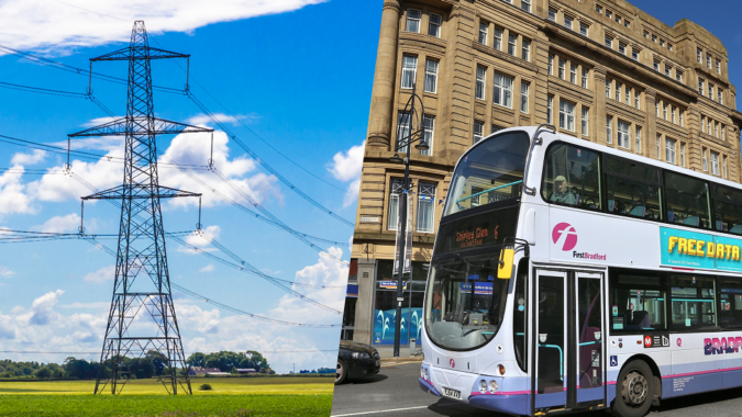 Imge of a pylon and a bus