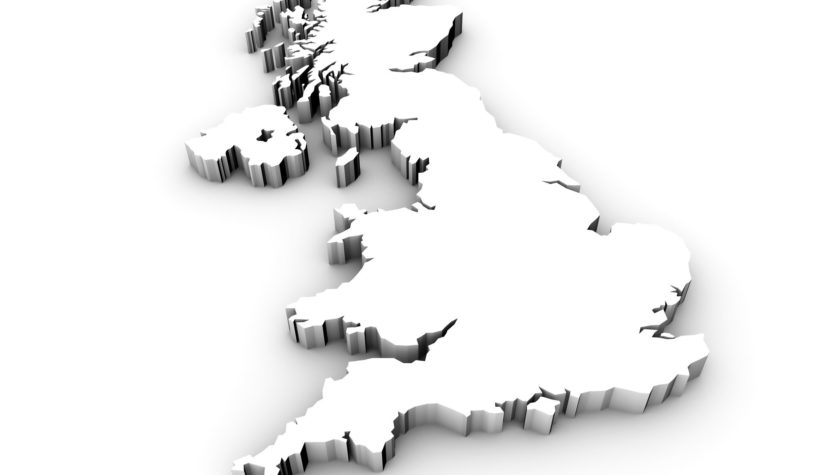 A 3d rendering of the British Isles