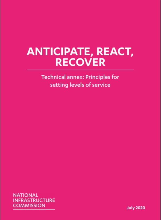 Cover of the technical annex for principles of setting service levels