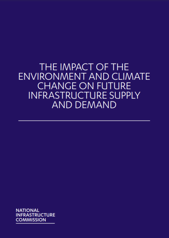 Picture of the cover of a report on the environment and climate and impact on infrastructure supply and demand