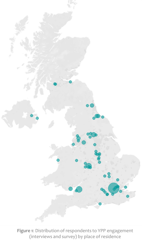 Map of UK showing engagement with YPP on transport