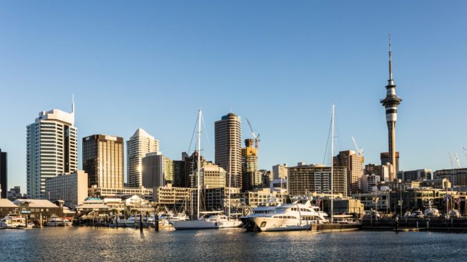 Auckland marina and skyline