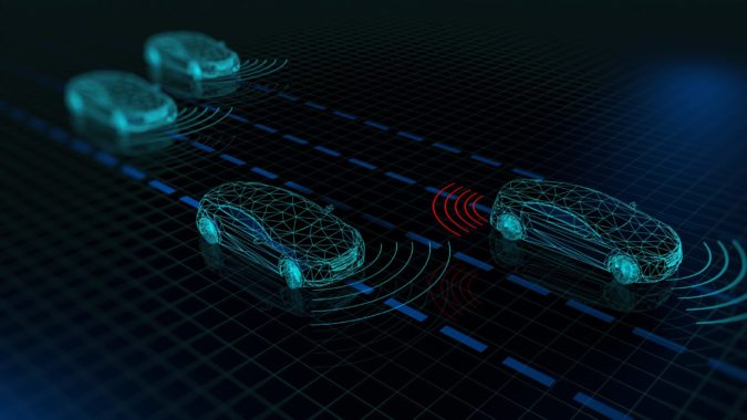 Graphic showing autonomous cars