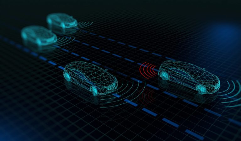 Graphic showing autonomous cars