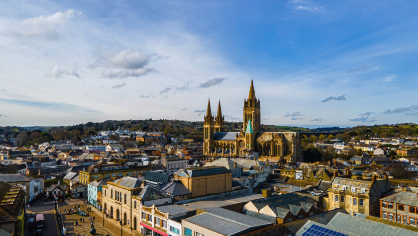 An aerial view of Truro in Cornwall