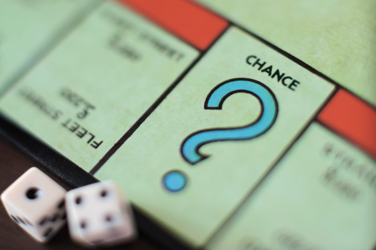 Picture of the Chance space on a Monopoly board, implying uncertainty