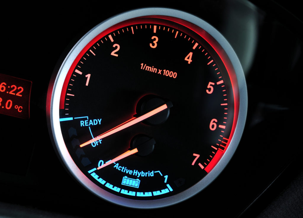 Tachometer and hybrid energy indicator