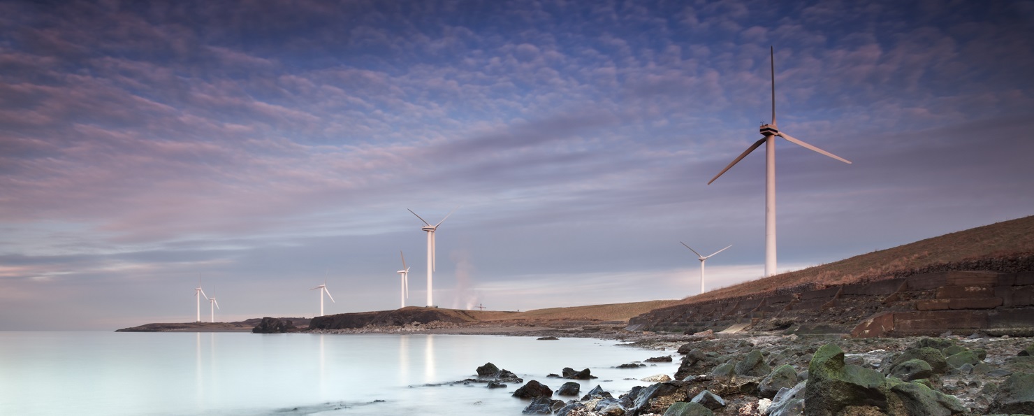 Picture of onshore windfarms on the coast of Cumbria