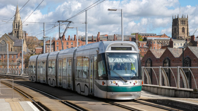 A tram in Nottingham