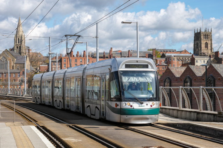 A tram in Nottingham