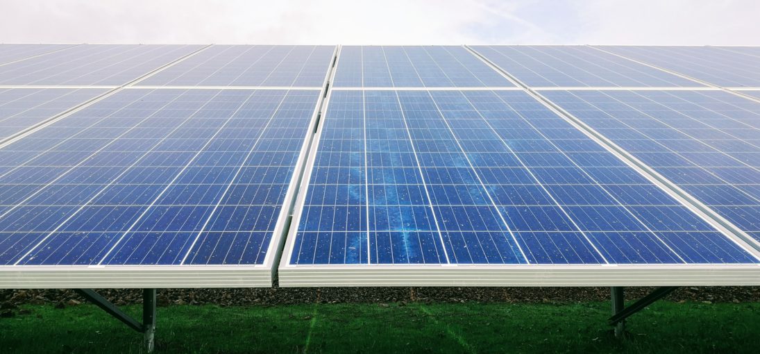 Solar panels on a field