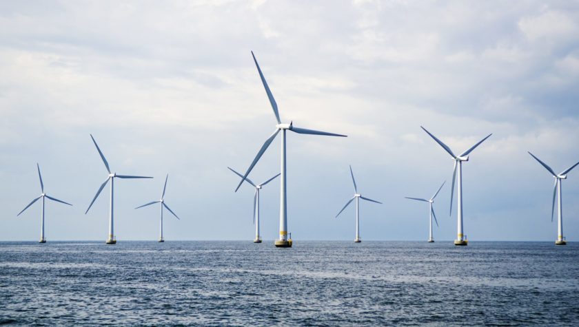 Offshore wind turbines at sea